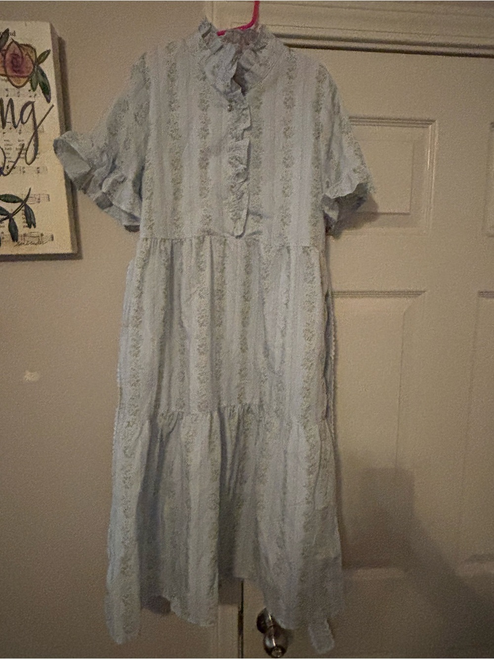 Light Blue Ruffled Tiered Midi Dress